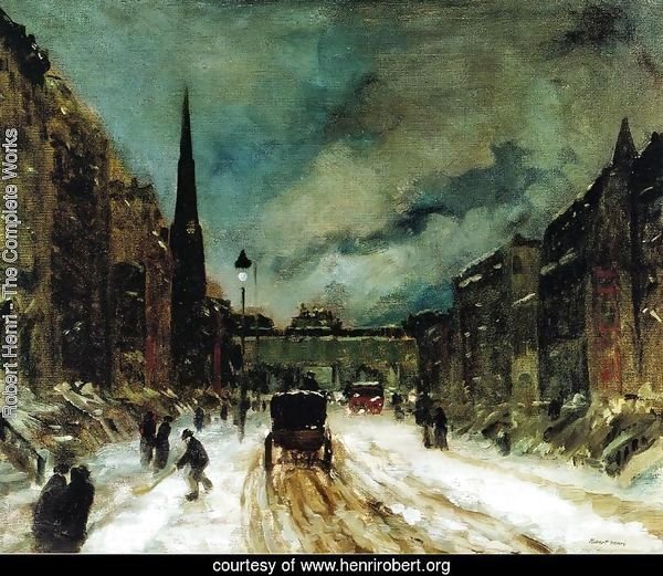 Street Scene With Snow